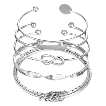 ins European and American cross-border irregular punk stacked bracelet combination rhombus twist twisted glossy bracelet women's 6-piece set