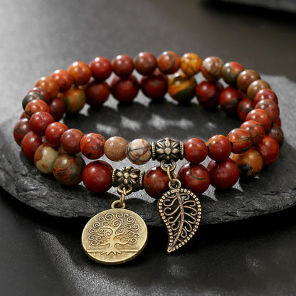 Amazon hot-selling jewelry cross-border supply 8mm turquoise bracelet two-piece set world tree bracelet couple bracelet