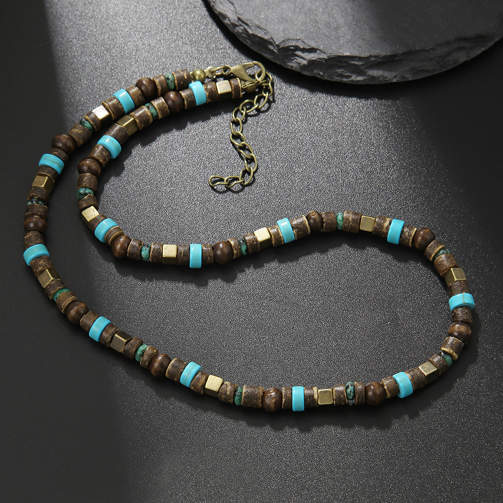 Natural Wood & Coconut Shell Necklace | Bohemian Surf Tribal Jewelry