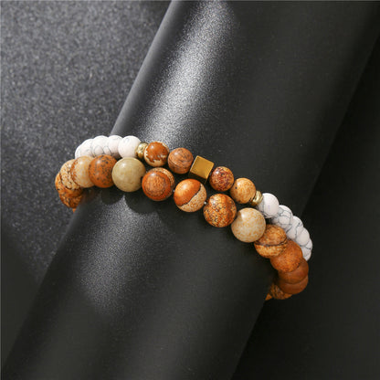 New 6/8mm bead couple bracelet yoga beaded bracelet combination set picture white pine bead bracelet men