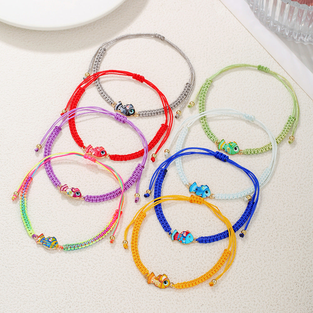 European and American new hand jewelry cartoon fish bracelet combination student girlfriend gift weaving adjustable stacked bracelet woman