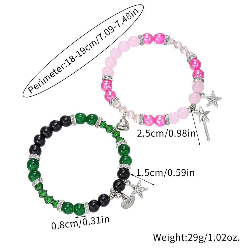European and American cross-border hot-selling movies peripheral Wicked magic witch bracelet magnet love couple beaded bracelet
