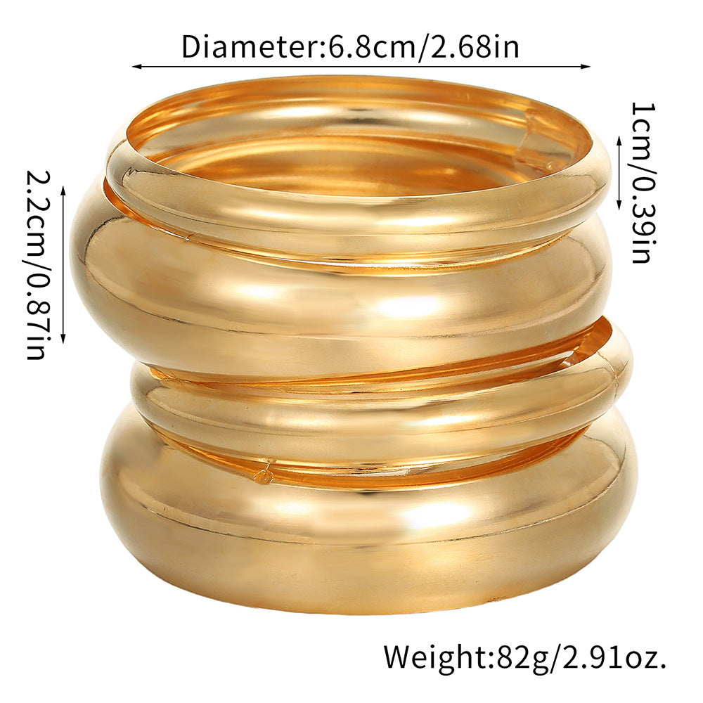 Cross-border hot-selling simple metal arc bracelet hand jewelry women's high-end bracelet women's niche wide-sided multi-layer bracelet