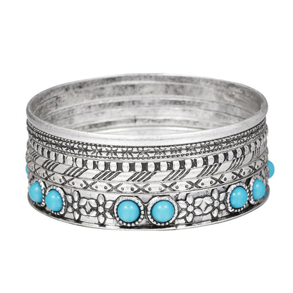Cross-border new hip-hop punk fist bracelet 5 sets, metal opening bracelet niche stacking bracelet set