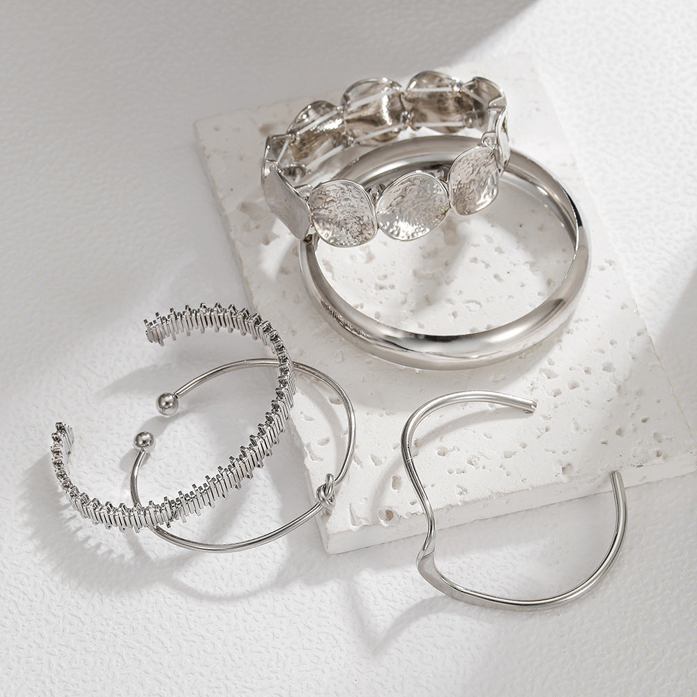 European and American bracelets cross-border exaggerated metal smooth bracelets femininity irregular twisted opening bracelets wholesale