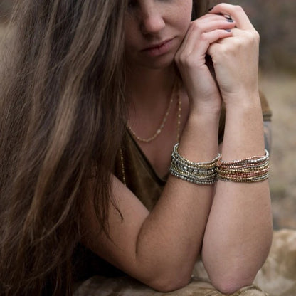 Cross-border hot-selling hand jewelry multi-layer stacked bracelet set Bohemian CCB beaded elastic square bead bracelet.