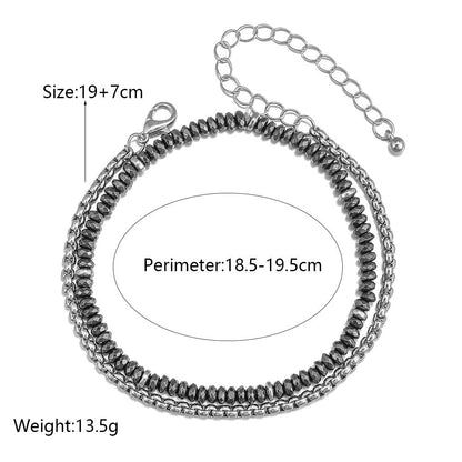 Black iron stone elastic bracelet bracelet male trendy female personality thin bracelet cold wind simple Korean version student bracelet street