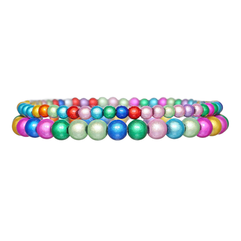 European, American Bohemian ethnic style mixed color Symphony bead beaded bracelet ins beach style fashion stacked bracelet