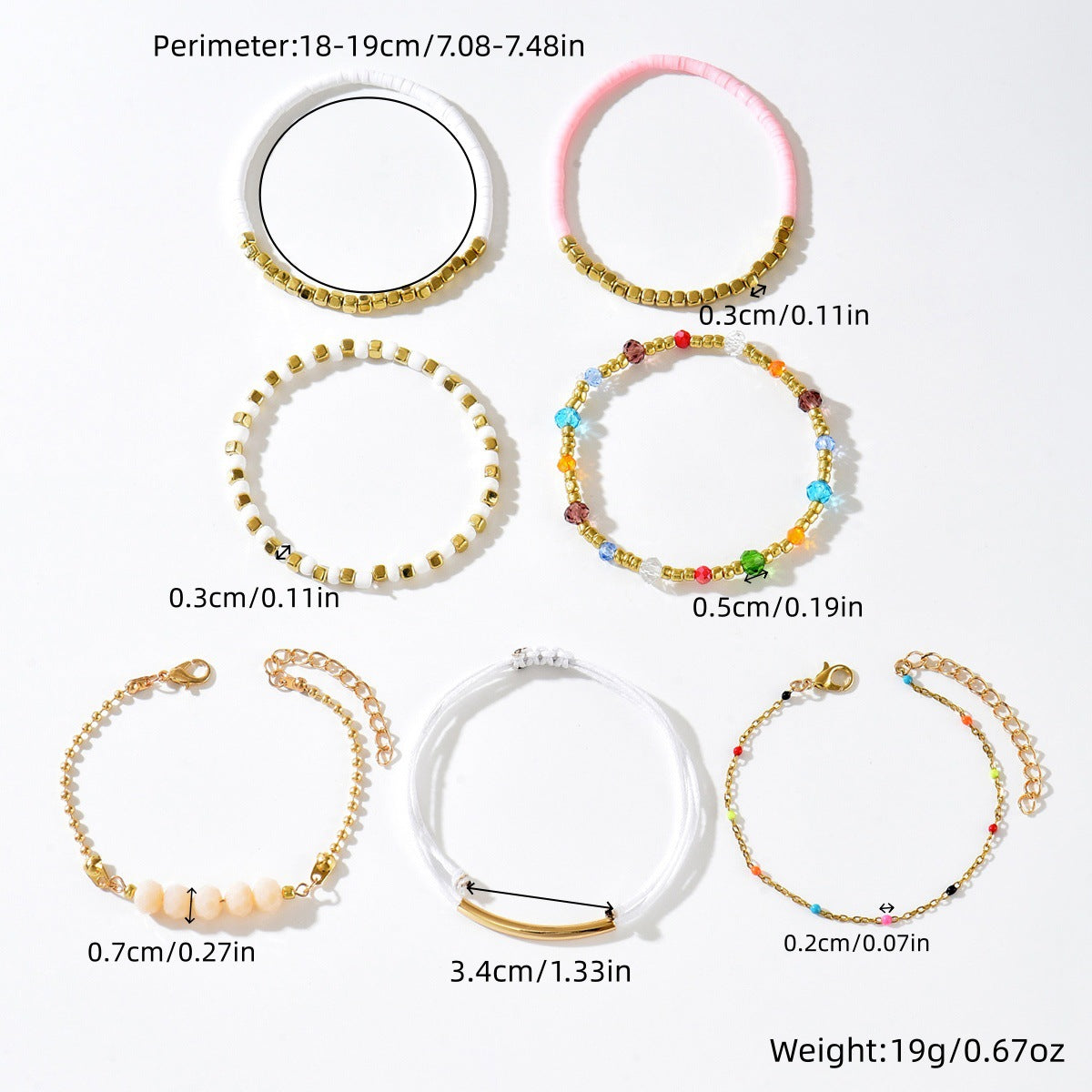 Bohemian Irregular Beaded Rice Beads Crystal Bracelet Set ins Wind Color Dopamine Stacked Jewelry Women