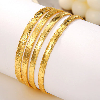 Fashion European and American cross-border retro simple flower love pattern bracelet mix and match opening stacked bracelet bracelet bracelet style combination