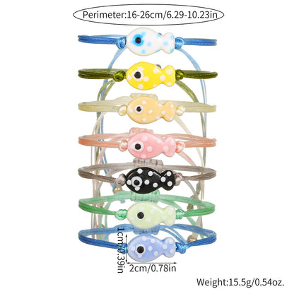 Small fresh adjustable multi-color spotted ceramic fish bracelet hand-woven versatile cute cartoon bracelet for women
