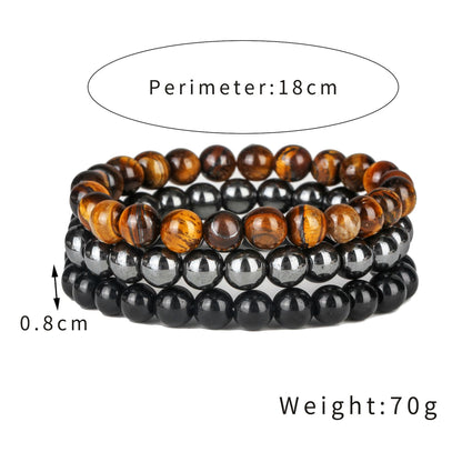 Natural powder crystal blue gold tiger eye agate stone combination set elastic bracelet women's European and American Buddha bead bracelet bracelet wholesale