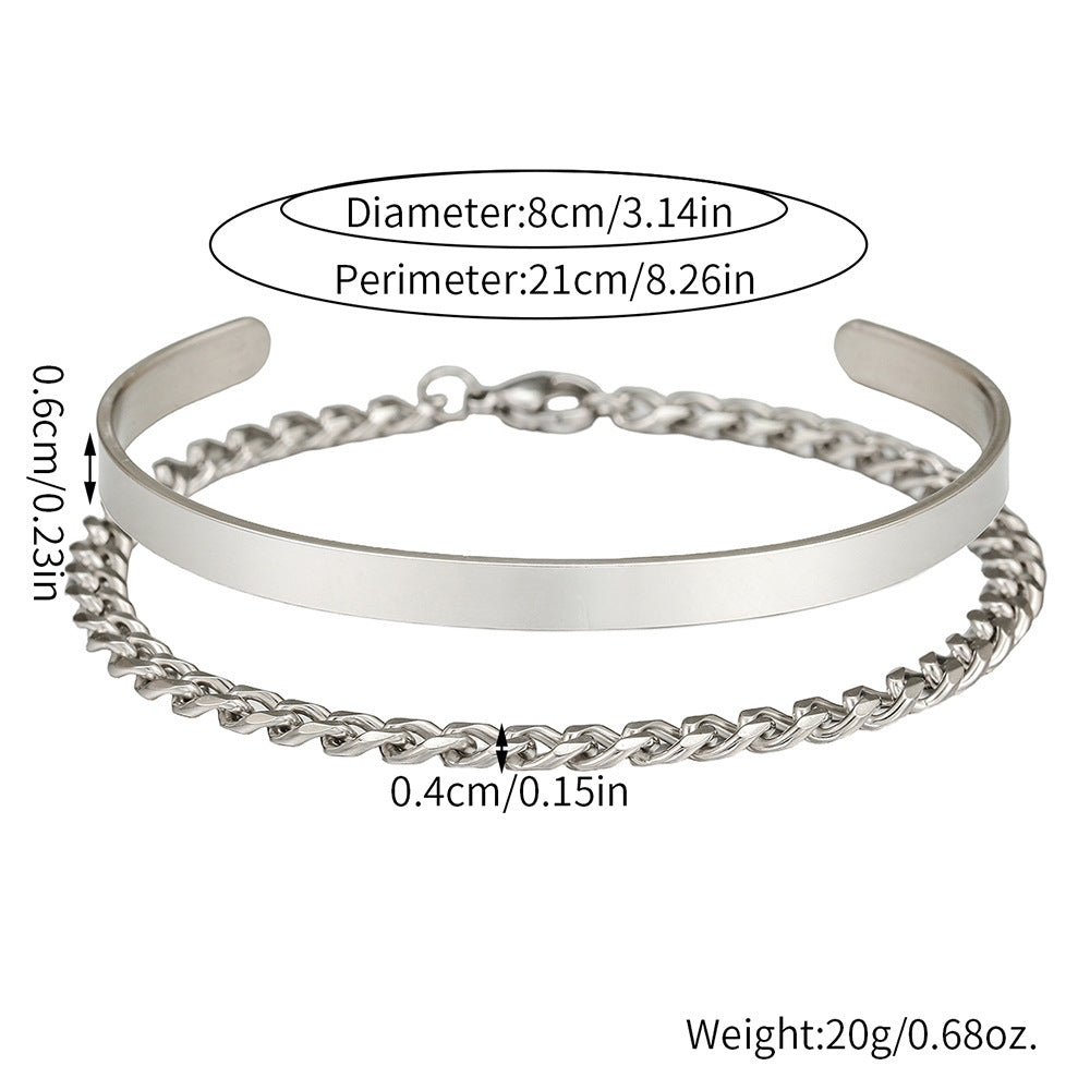 Amazon hot-selling stainless steel open bracelet Cuban NK chain bracelet set jewelry men's hip-hop bracelet bracelet jewelry