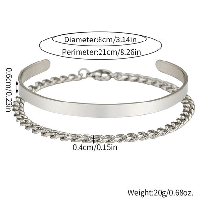 Amazon hot-selling stainless steel open bracelet Cuban NK chain bracelet set jewelry men's hip-hop bracelet bracelet jewelry