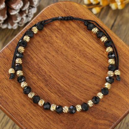 Simple Crystal Pearl Girlfriend Bracelet Bohemian Rainbow Rice Beads Beaded Cross Love Friendship Bracelet