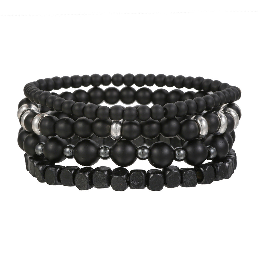 Europe and the United States cross-border couple jewelry men's fashion trend turquoise cross bracelet wood bead porcelain jade beaded bracelet men