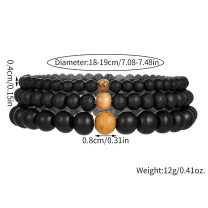 Summer vacation style simple wooden bead bracelet retro style multi-layer stacked beaded elastic bracelet men's bracelet combination