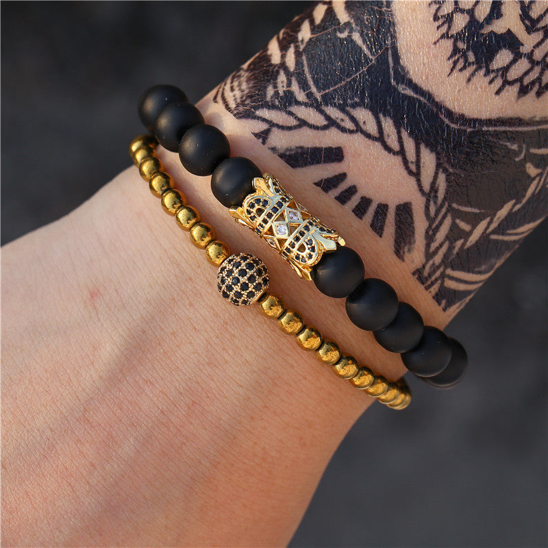 Cross-border new bohemian turquoise bracelet set ethnic turquoise love multi-layer stacked bracelet men