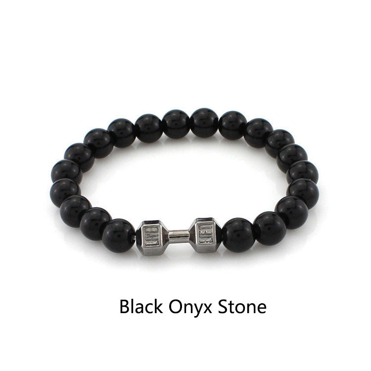 New beaded bracelet, volcanic stone, white turquoise, dumbbell bracelet, European and American accessories, natural stone bracelet, couple bracelet for women