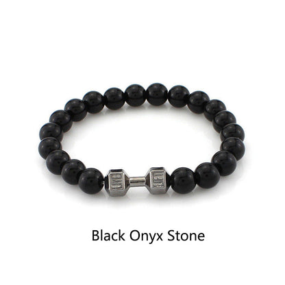 New beaded bracelet, volcanic stone, white turquoise, dumbbell bracelet, European and American accessories, natural stone bracelet, couple bracelet for women