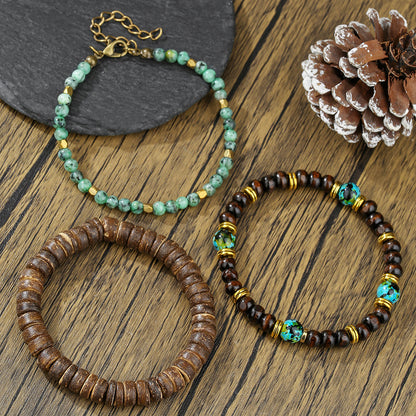 Europe and the United States cross-border coconut shell bracelet men's hip-hop punk retro multi-layer stacking suit jewelry summer bracelet wholesale