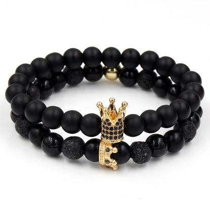 Punk Diablo Stacked Bracelet Combination Black Gallstone Evil Eye Bracelet Tide Retro Neutral Zircon Crown Bracelet