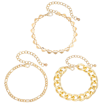 European and American cross-border choker hip-hop bracelet combination personalized design metal chain hipop multi-layer stacked bracelet