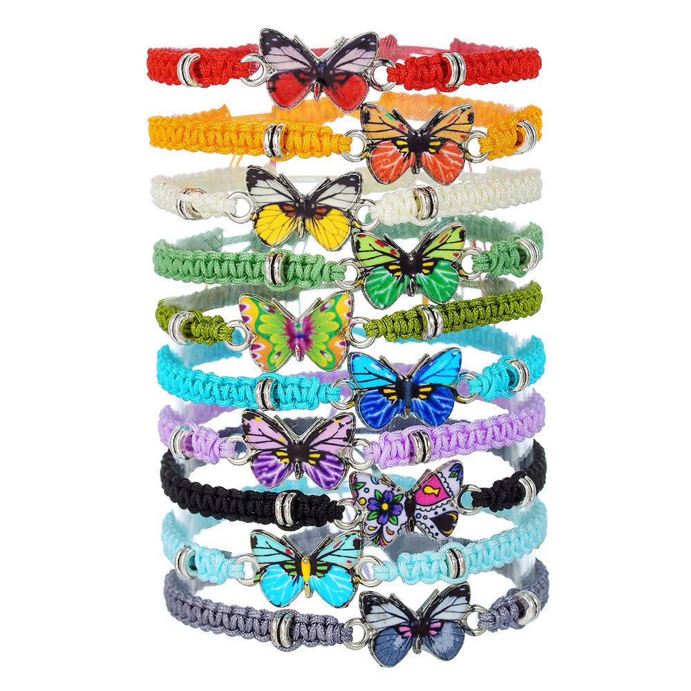 Cross-border hot-selling hand jewelry, personalized butterfly bracelet, female student girlfriend gift weaving, adjustable stacking bracelet for women