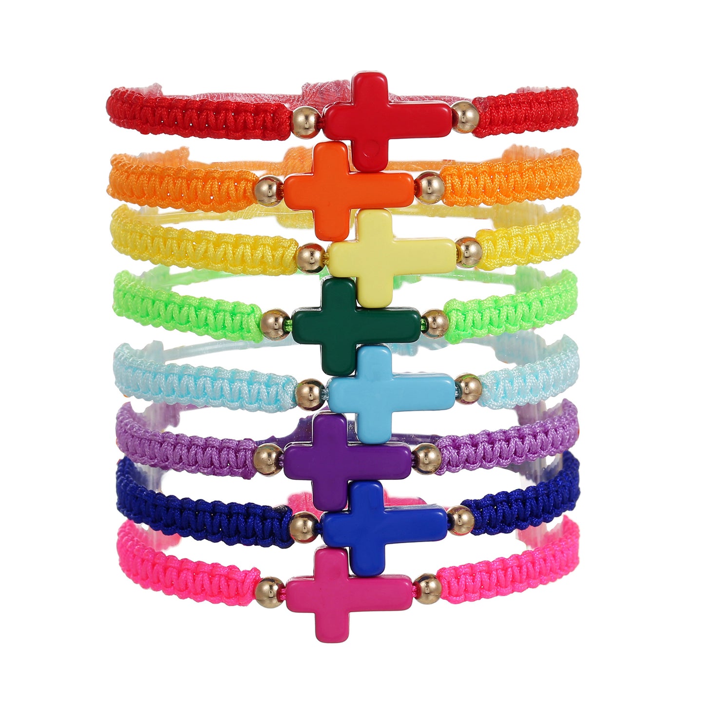 Cross-border fashion rope woven cross bracelet bohemian color hand rope adjustable stacked couple bracelet