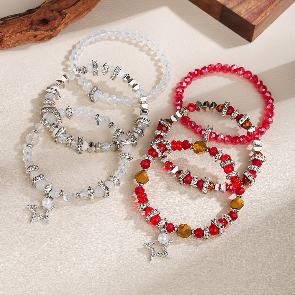 Cross-border hot-selling ethnic style five-pointed star diamond beaded bracelet Bohemian small fresh color crystal bracelet women