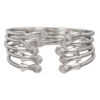 European and American retro personality fashion embossed twist geometric multi-layer stacked bracelet ethnic style antique metal bracelet women