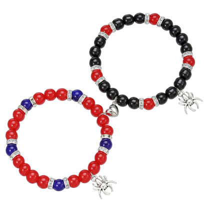 Cross-border hot-selling friendship spider love magnetic attraction cat bracelet beaded elastic adjustable couple holiday bracelet