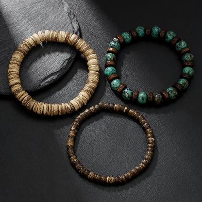 Retro European and American Diamond Bodhi Bracelet Men's Festival Gaosheng Wood Bead Buddha Bead Bracelet Mori Ethnic Style Bracelet Set