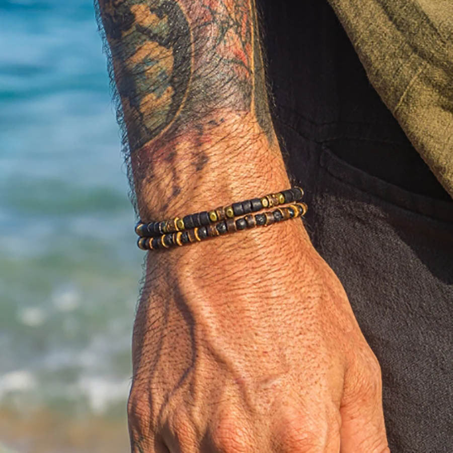 Cross-border new bohemian turquoise bracelet set ethnic turquoise love multi-layer stacked bracelet men