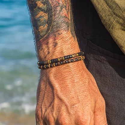 Cross-border new bohemian turquoise bracelet set ethnic turquoise love multi-layer stacked bracelet men