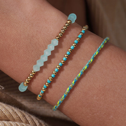 European and American cross-border new Bohemian stacked crystal bracelet, small fresh beaded bracelet, simple and versatile jewelry women