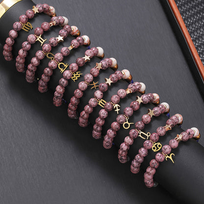 12 Zodiac Signs Natural Crystal Bracelet | Free Red String Bracelet Gift