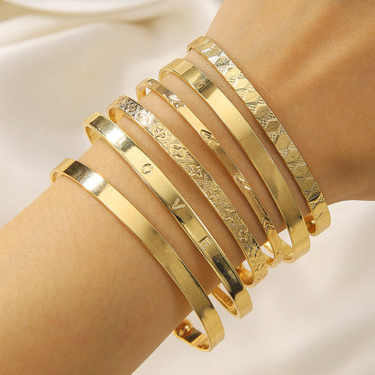Bohemian LOVE alphabet bracelet set percussion arrow rhombus pattern exaggerated personality opening bracelet