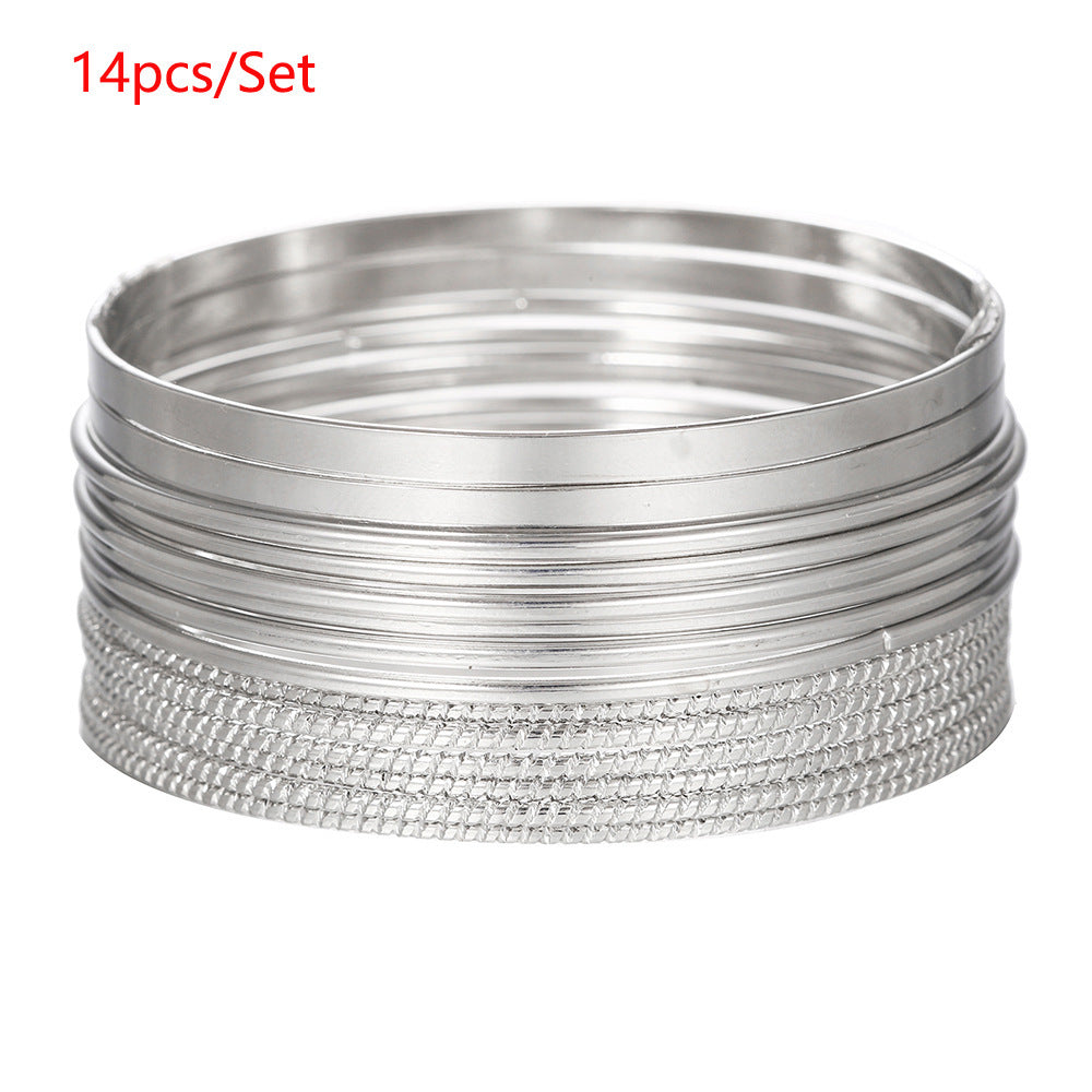 Cross-border new hip-hop punk fist bracelet 5 sets, metal opening bracelet niche stacking bracelet set