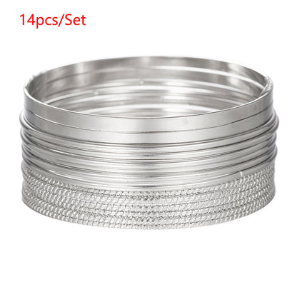 European and American fashion personalized gold-plated bracelets 9 sets stacked open bracelets women's retro metal jewelry