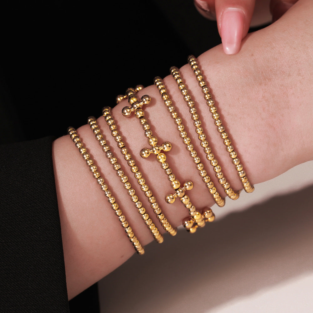 Cross-border new fashion OL style CCB bracelet seven-piece set Bohemian multi-layer stacked elastic cross bracelet