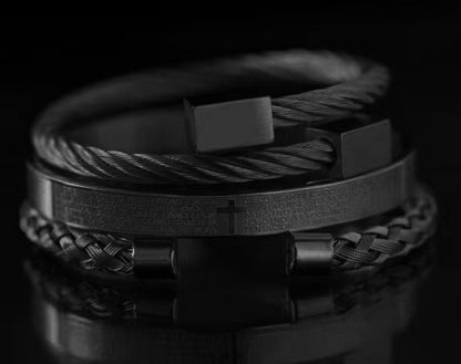European and American punk jewelry retro trend stainless steel winding three-color square bracelet bracelet wholesale accessories men