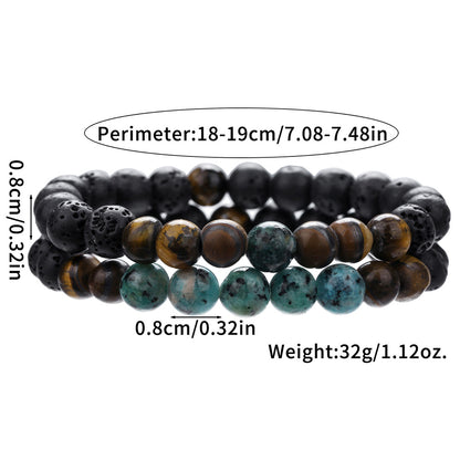 Hip-hop jewelry African pine yellow tiger eye volcanic stone beaded bracelet natural stone bracelet trendy men's jewelry wholesale