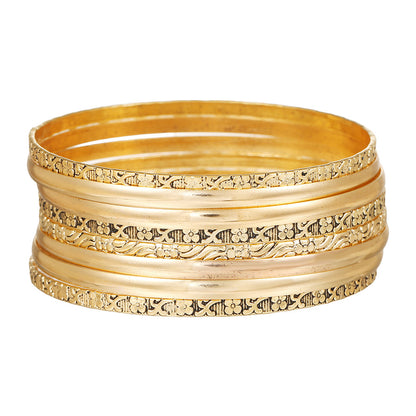 European and American retro personality fashion embossed twist geometric multi-layer stacked bracelet ethnic style antique metal bracelet women