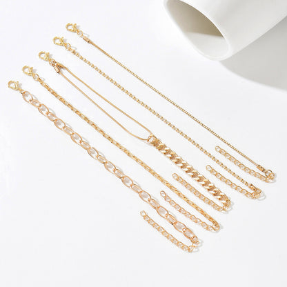 Cross-border new chain bracelet set women's European and American multi-layer retro simple bracelet Bohemian minimalist jewelry women