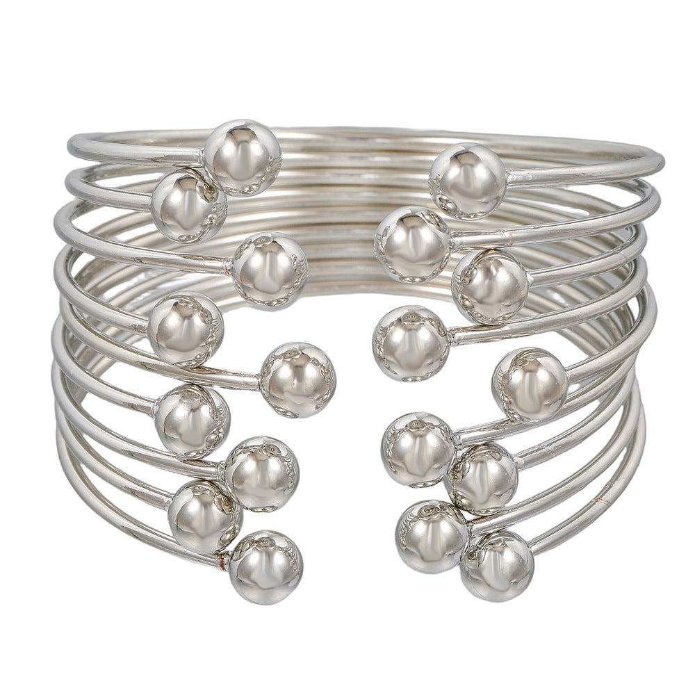 European and American fashion personalized gold-plated bracelets 9 sets stacked open bracelets women's retro metal jewelry