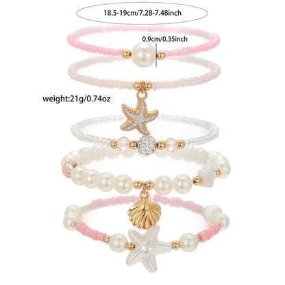 European and American trends hot-selling sweet girl rice bead bracelet summer versatile beach vacation wind starfish scallop bracelet women