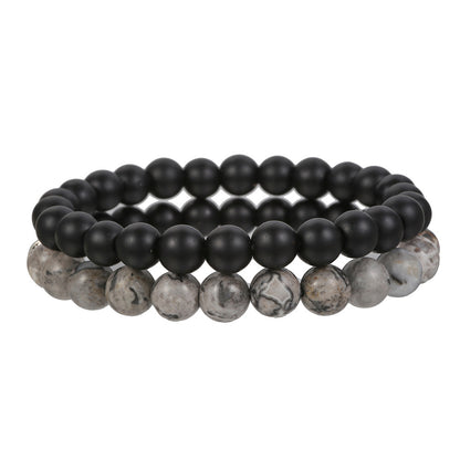 Europe and the United States cross-border couple jewelry men's fashion trend turquoise cross bracelet wood bead porcelain jade beaded bracelet men