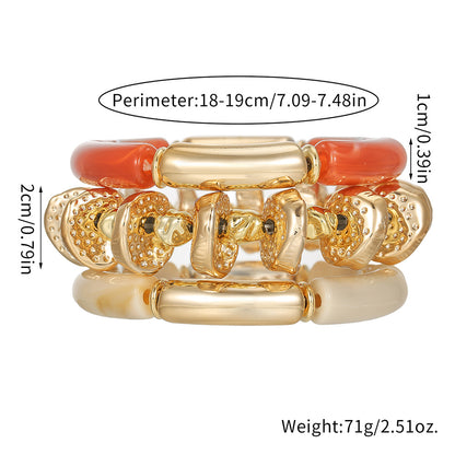 Cross-border European and American Internet celebrity style exaggerated bracelet irregular ccb bracelet set special-shaped stacked acrylic bracelet woman