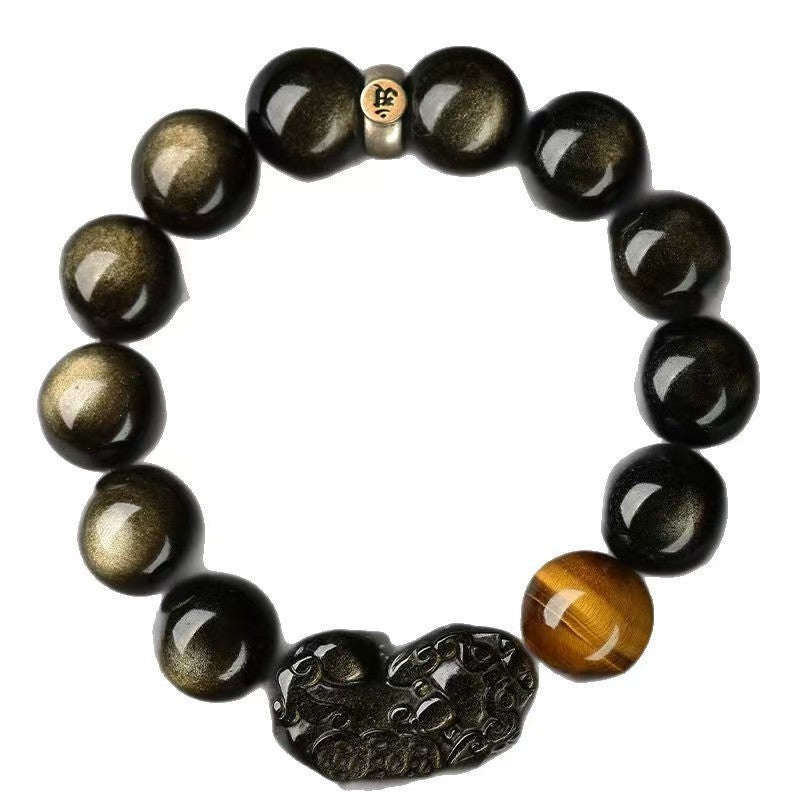 Black Obsidian Pixiu Wealth Bracelet | Chinese Zodiac Guardian